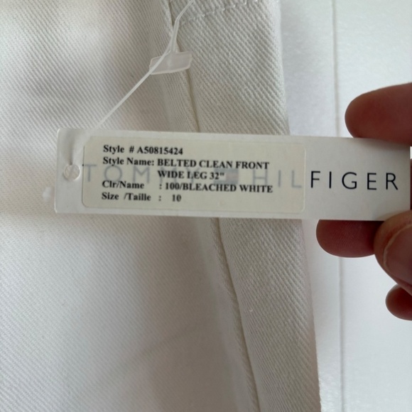 NWT Vintage 2003 Tommy Hilfiger bleached white clean front wide leg jeans 10 - Picture 6 of 14